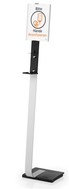 Handdesinfektions dispenser på golvstativ m skylt